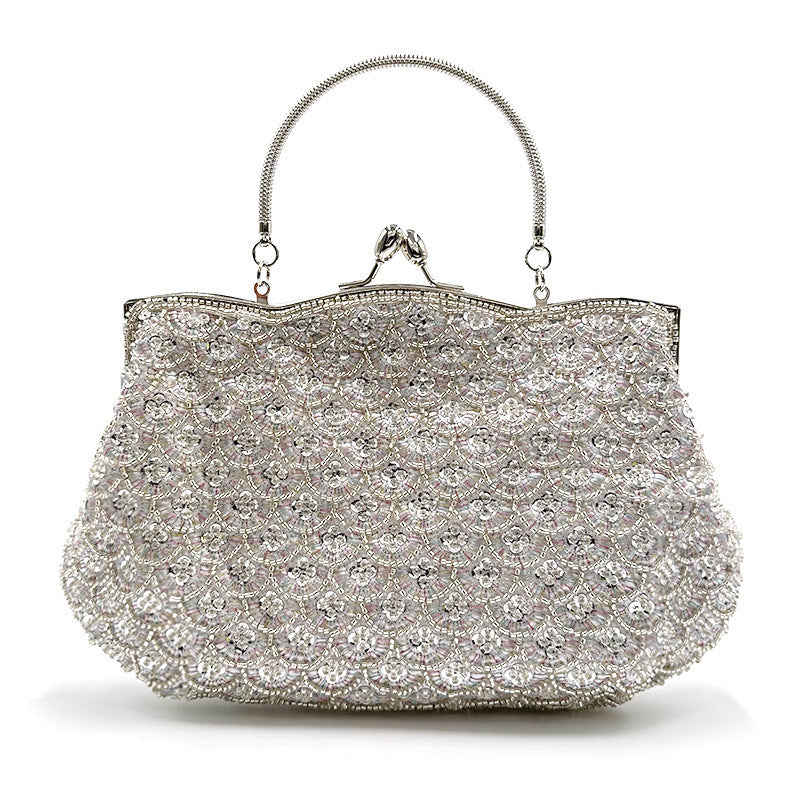 Women's Pearl Embroidery Scale Polyester Versatile Chain Dinner Bag