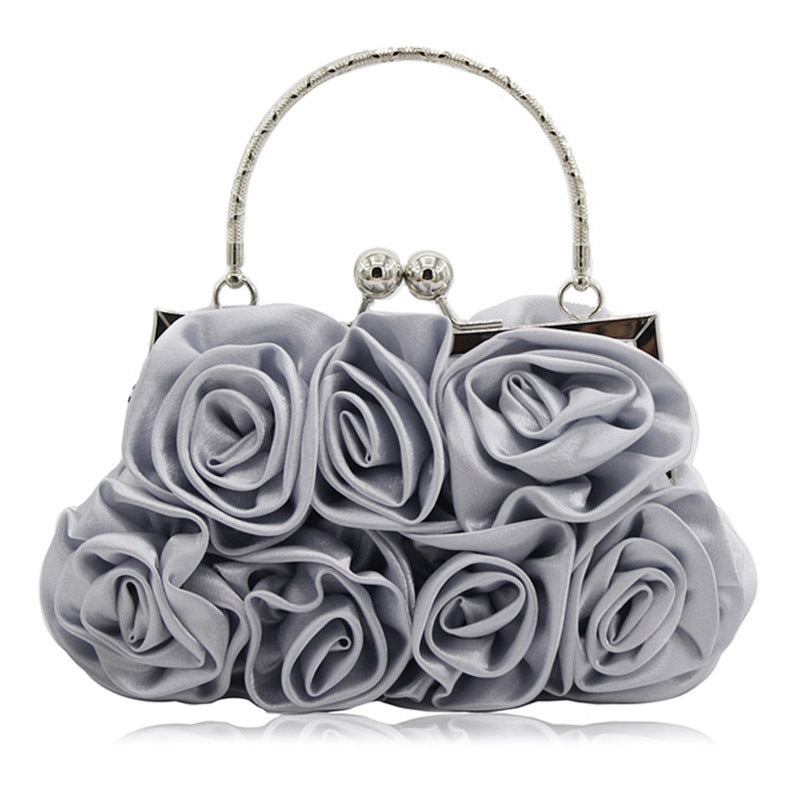 Durable Satin Cloth With Roses Portable Dinner Bag