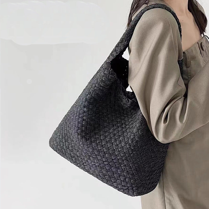 Snowflake Denim Woven Female Vegetable Basket Tote Bag