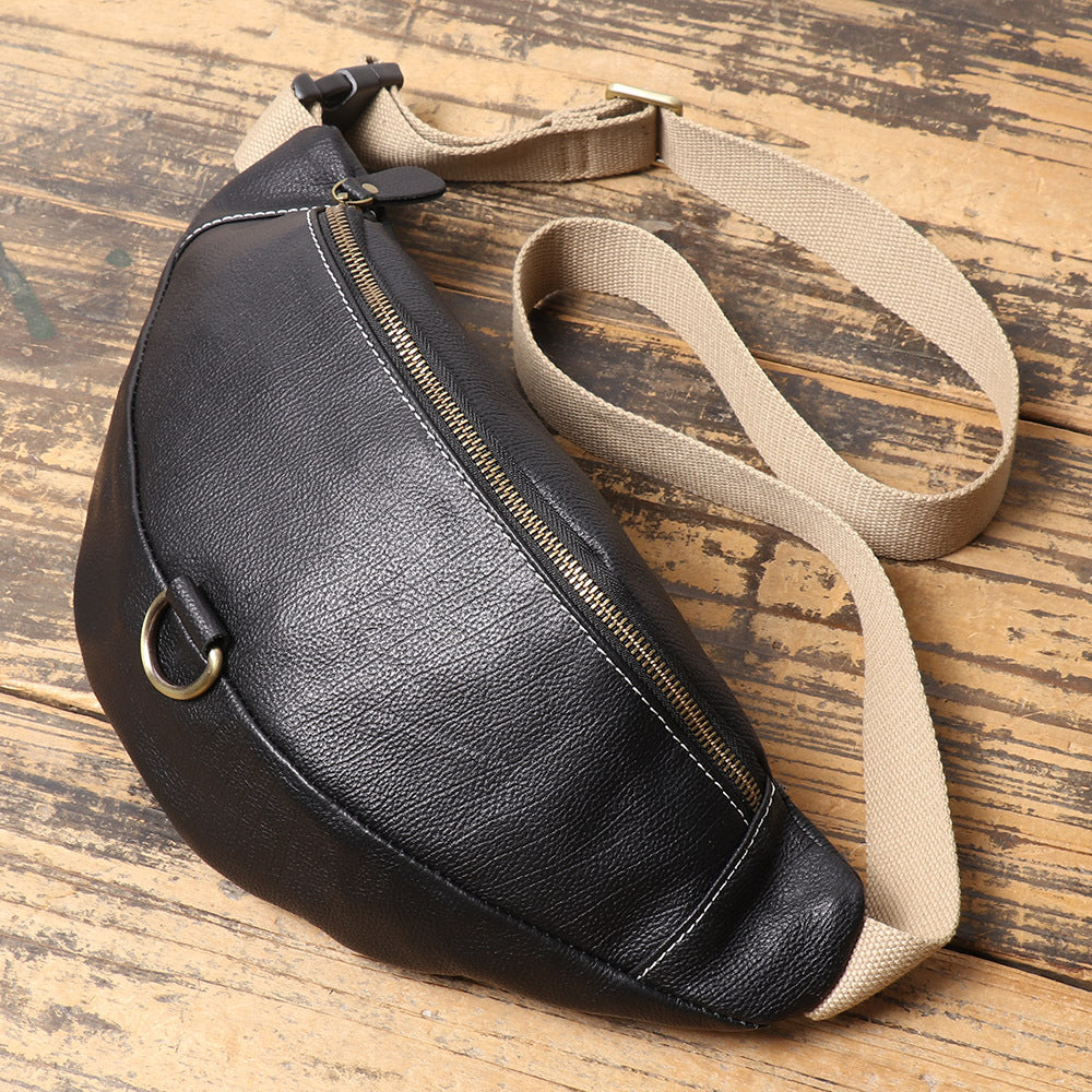 Men's Leather Top Layer Large Capacity Mobile Bags