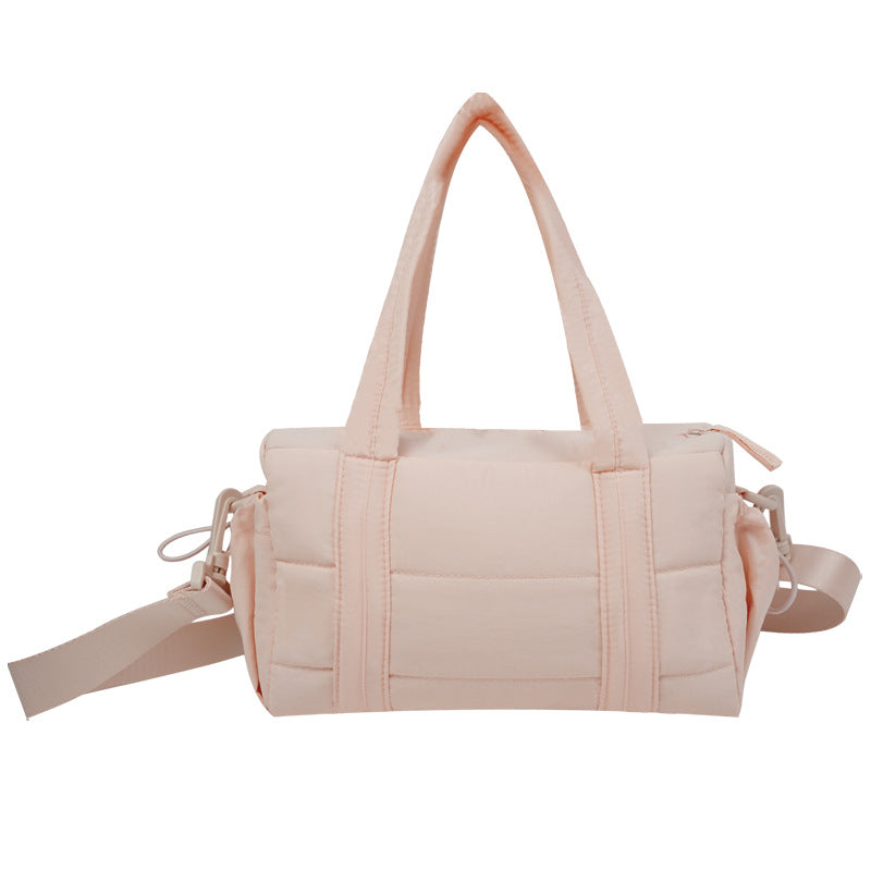 Women's Fluffy Quilted Simple Lightweight Large Capacity Detachable Strap Short Women's Messenger Bag