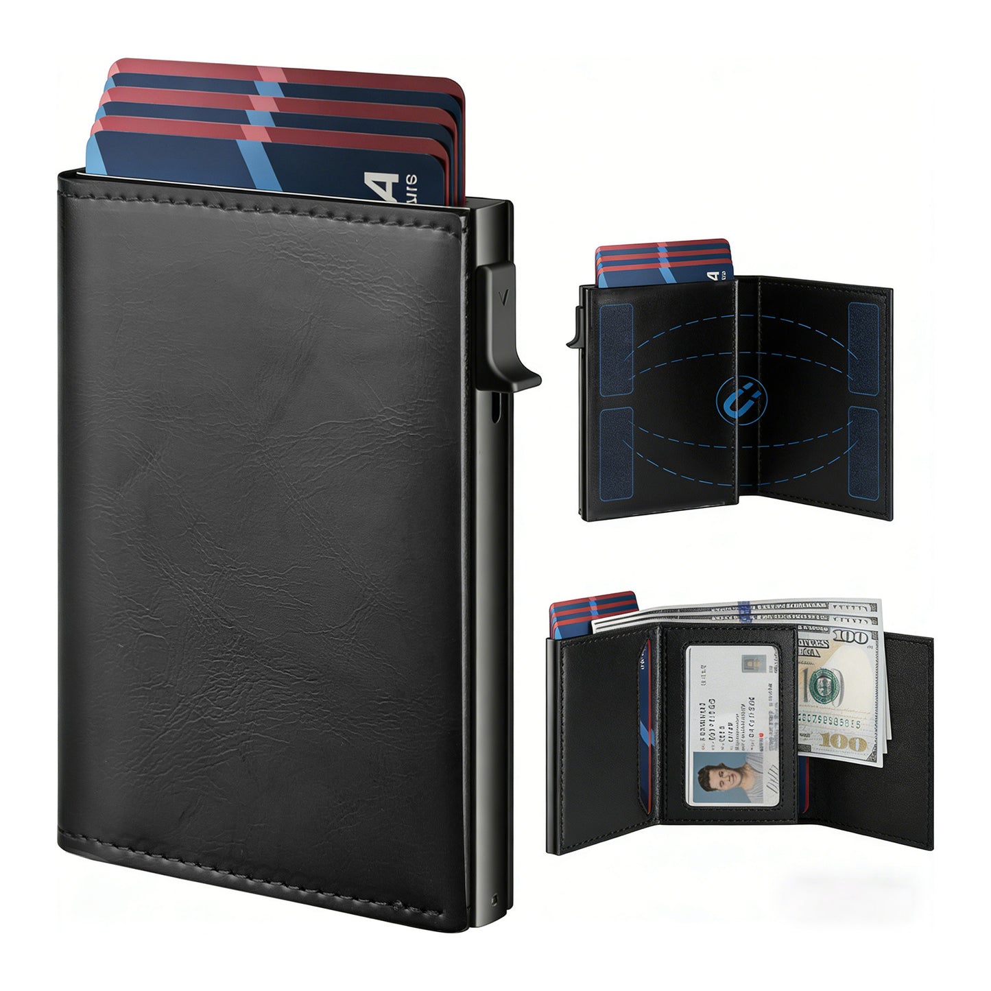 Men's Short Carbon Fiber Aluminum Alloy Large Capacity Men's Wallet