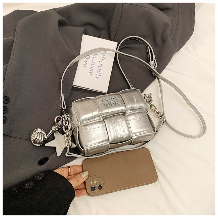 Women's Fashion Woven Ball Chain Design For Small Square Bag