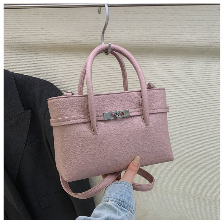 Korean Simple Retro Lychee Pattern Portable Female Spring Design Bags