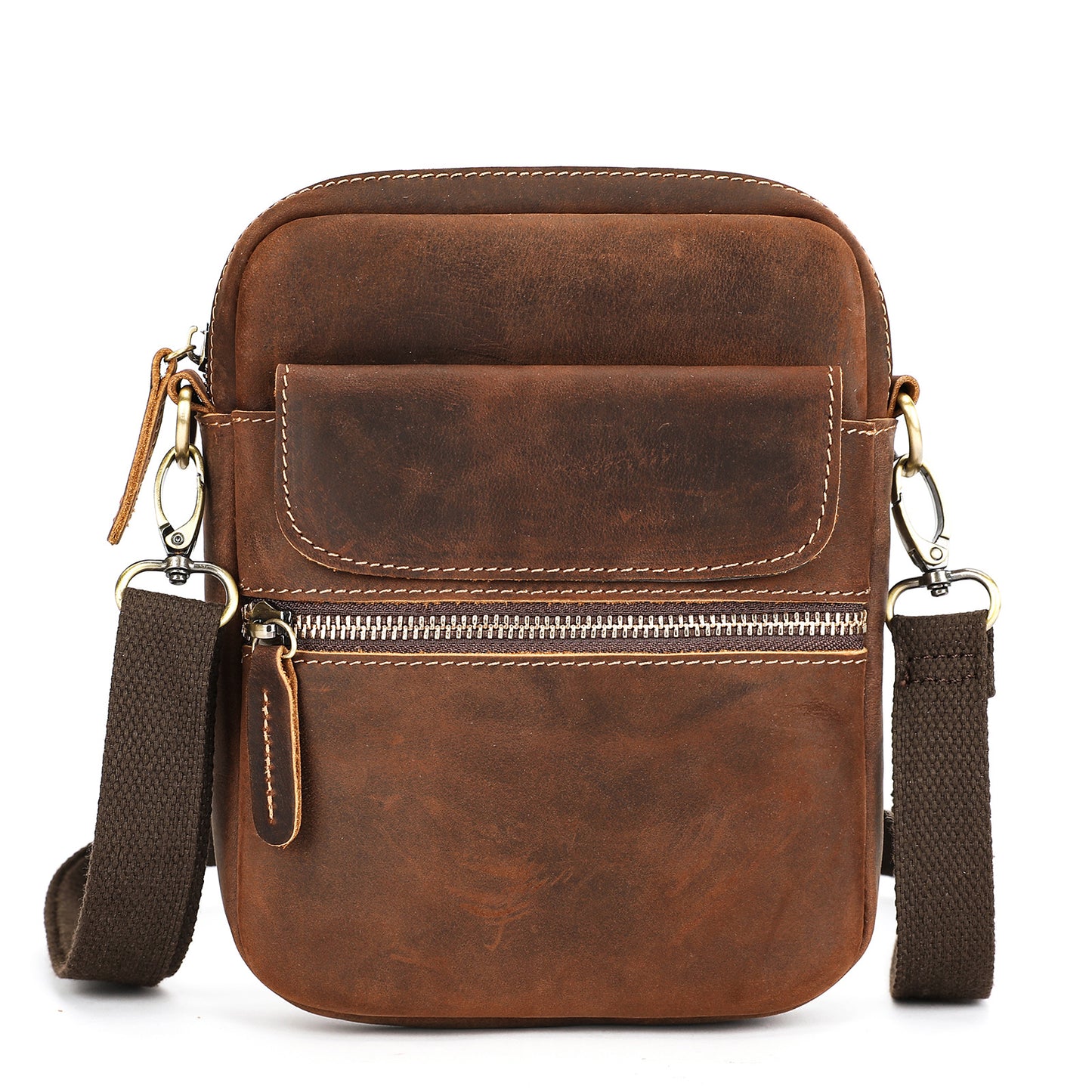 Men's Leather Fashion Crazy Horse First Layer Cowhide Men's Shoulder Bag