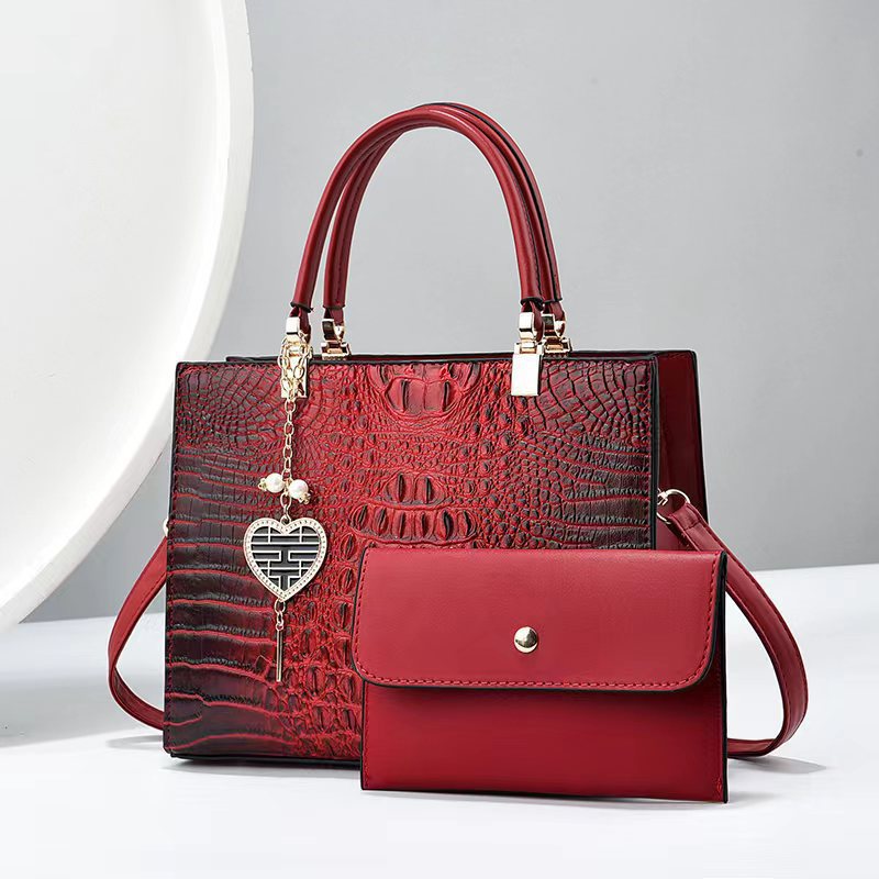 Women's Leather Crocodile Stone Texture Large Capacity Portable Mother Women's Shoulder Bag