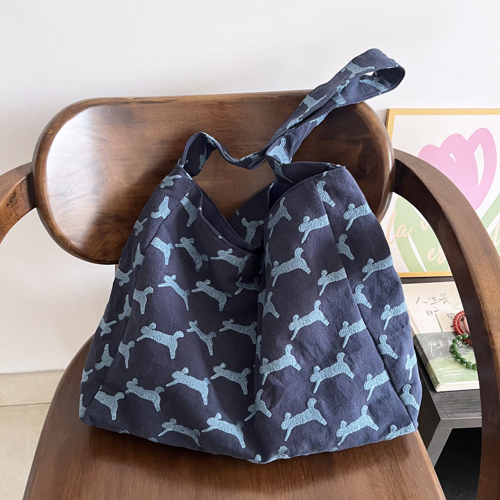 Ming Wind Running Rabbit Linen Embroidered Large Capacity Women's Messenger Bag
