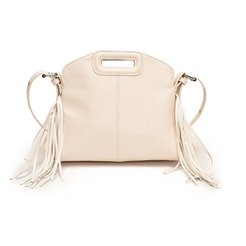 Fashion Commuter Western Style Soft Leather Solid Color Tassel Niche Women's Messenger Bag