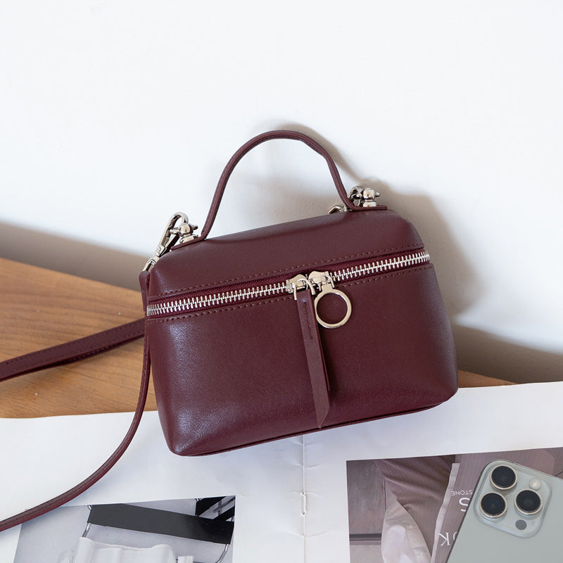 Vegetable Tanning Leather Box Female Niche Women's Messenger Bag