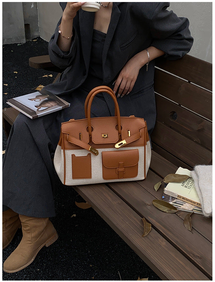Women's Color Contrast Large Capacity High Sense Women's Handbag