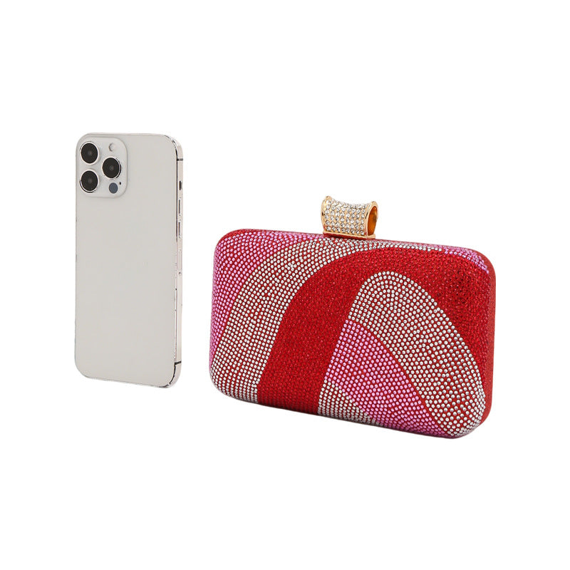 Light Luxury Contrast Color Shiny Rhinestone Clutch Banquet Bags