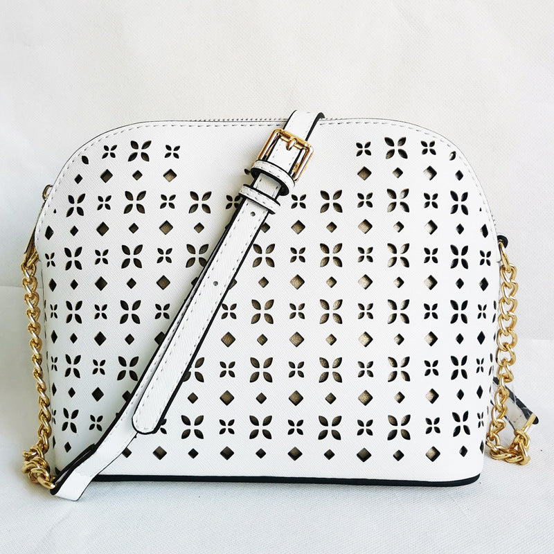 Women's Cross Pattern Leather Little Shell Chain Bags