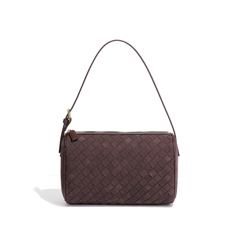 Women's Round Fashion Trend Woven Frosted Suede One Women's Handbag