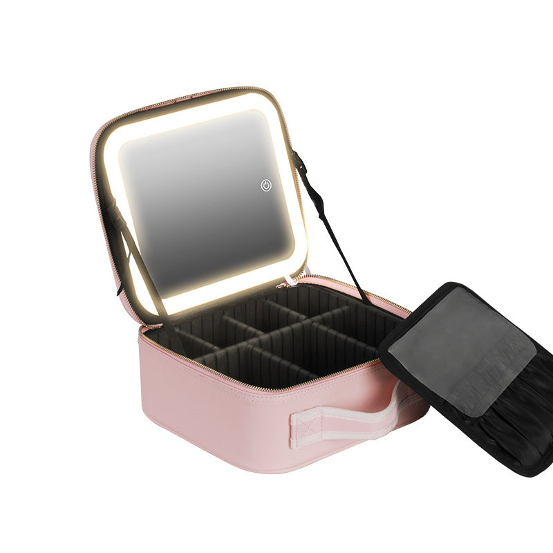 Light Full Screen Mirror Portable Cosmetics Makeup Bag