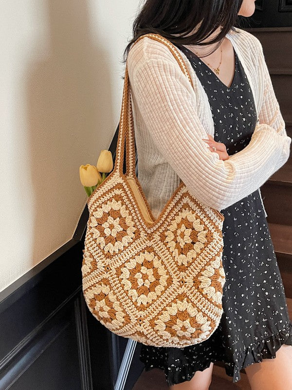 Ethnic Style Crocheted Woven Literary Lazy Large Bags