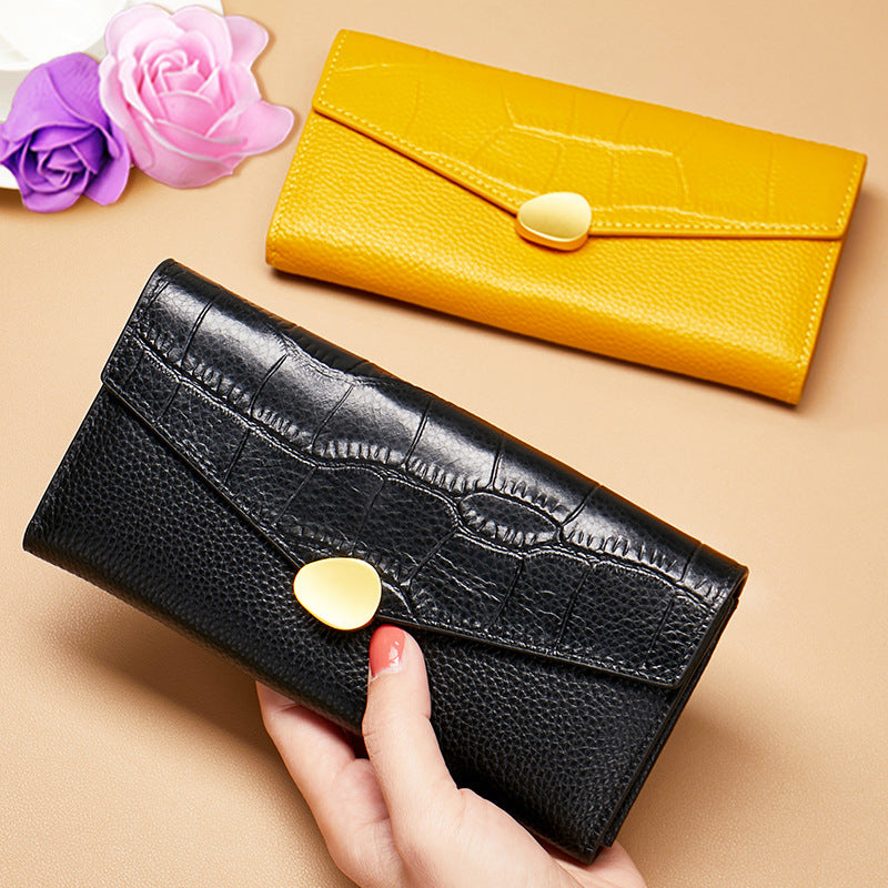 Women's Clutch First Layer Cowhide Crocodile Pattern Ladies Wallet