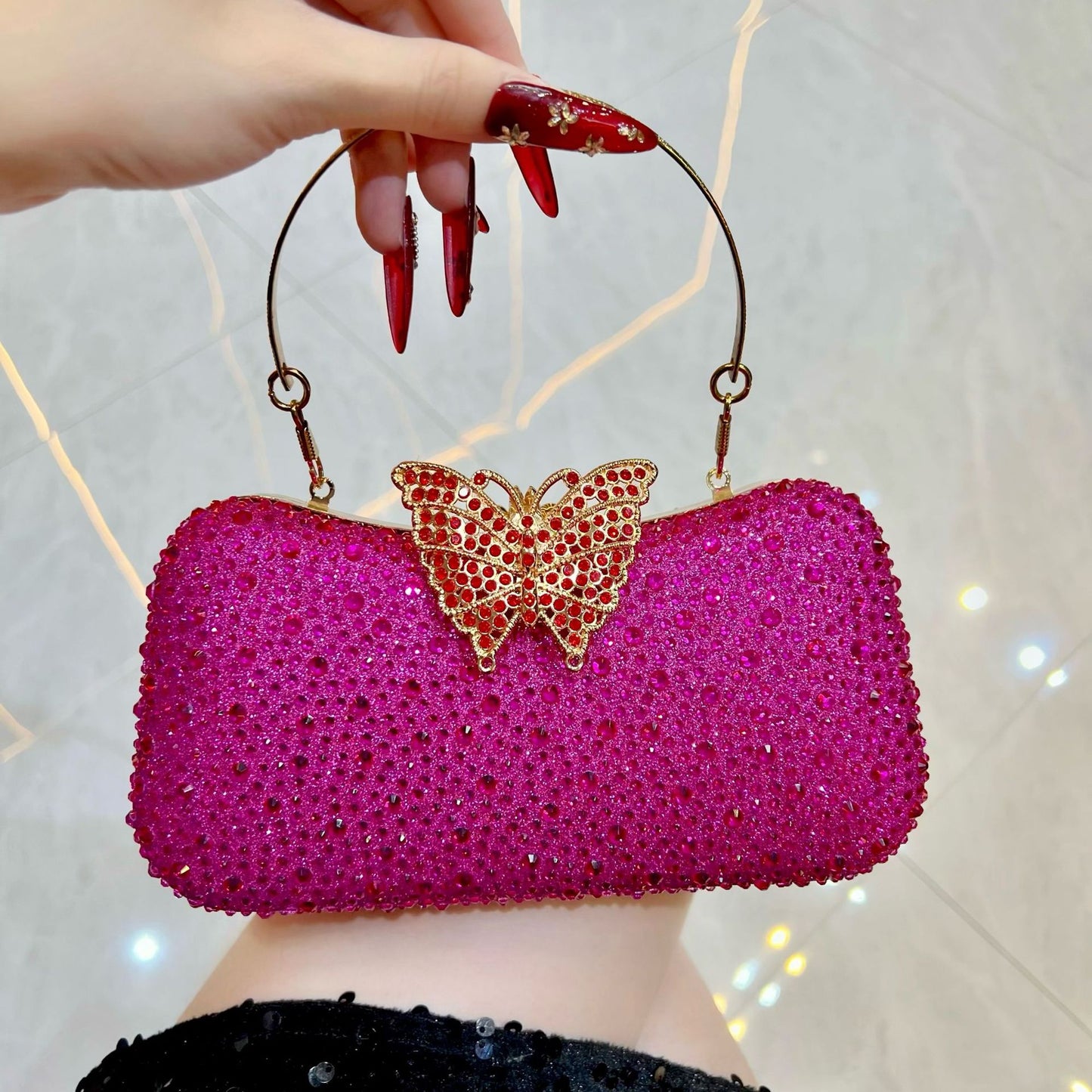 Women's Elegant Diamond Fashion Clutch Exquisite Chain Dinner Bag