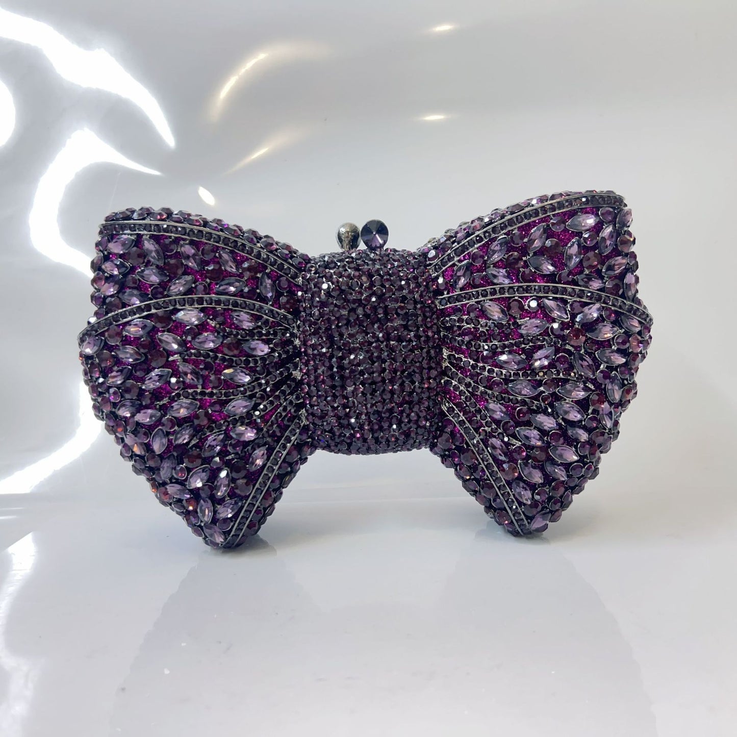 Women's Bow Diamond Hollow Full Clutch Banquet Evening Bags