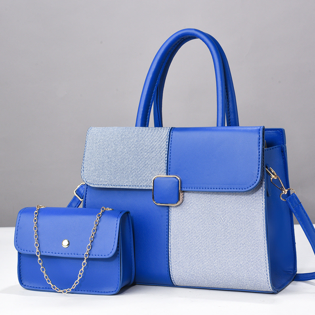 Stitching Shaping Large Capacity Contrast Color Embossed Fashion Bags