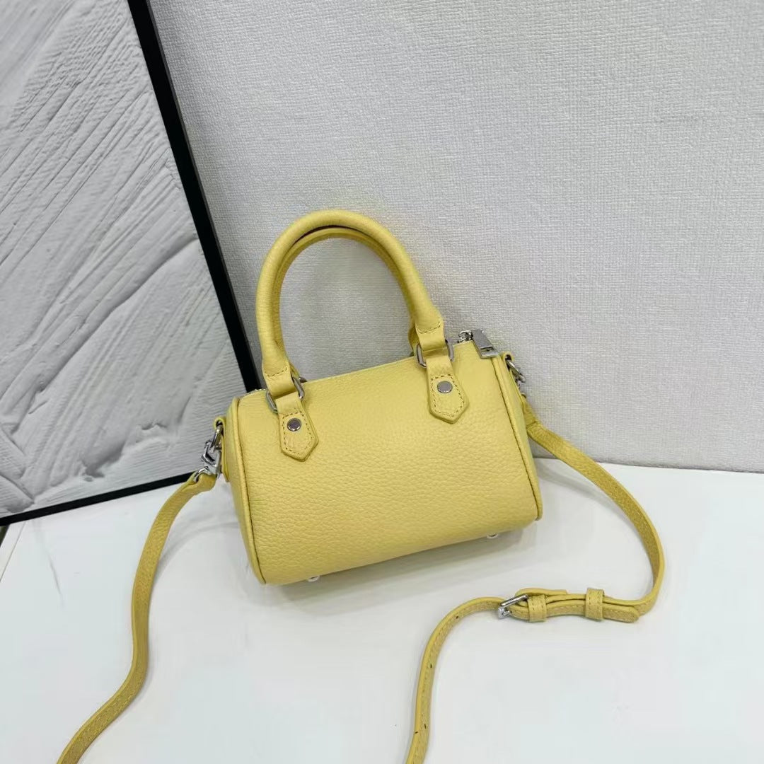 Women's Advanced Texture Outing Genuine Leather Boston Pillow First Layer Cowhide Bags