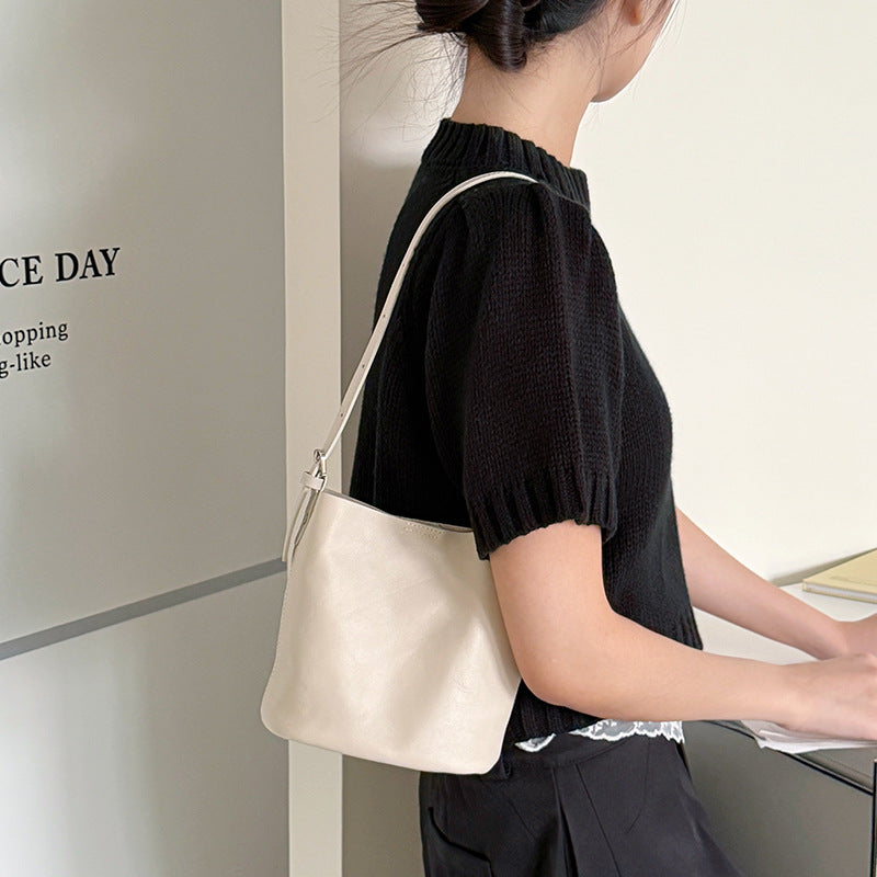Women's Genuine Leather Minimalist Retro Style First Layer Vegetable Women's Shoulder Bag