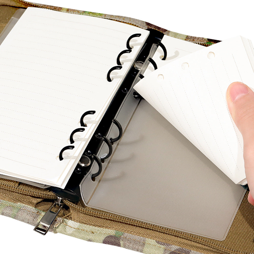 Tactics Portable Notepad Loose-leaf Removable Notebook Protective Outdoor Camouflage, Military Fan Bag