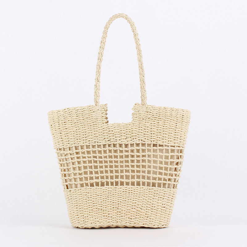 Women's French Hollow Niche Paper String Hand-woven Large Capacity Women's Shoulder Bag