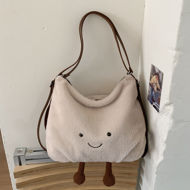 Women's Korean Plush Cloud Cute Cartoon Toast Leisure Commute Versatile Bags
