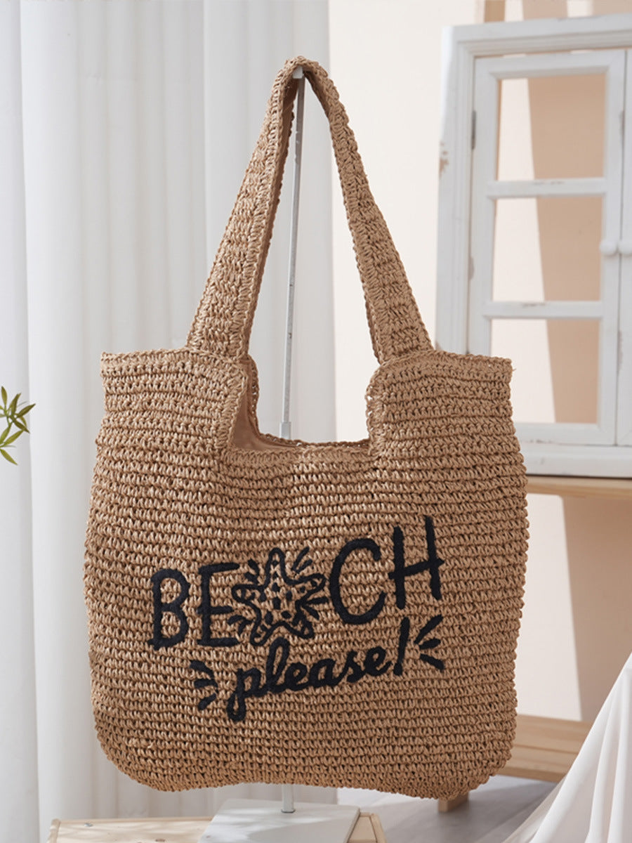 Women's Rectangular Straw Woven Large Capacity Gift Women's Shoulder Bag