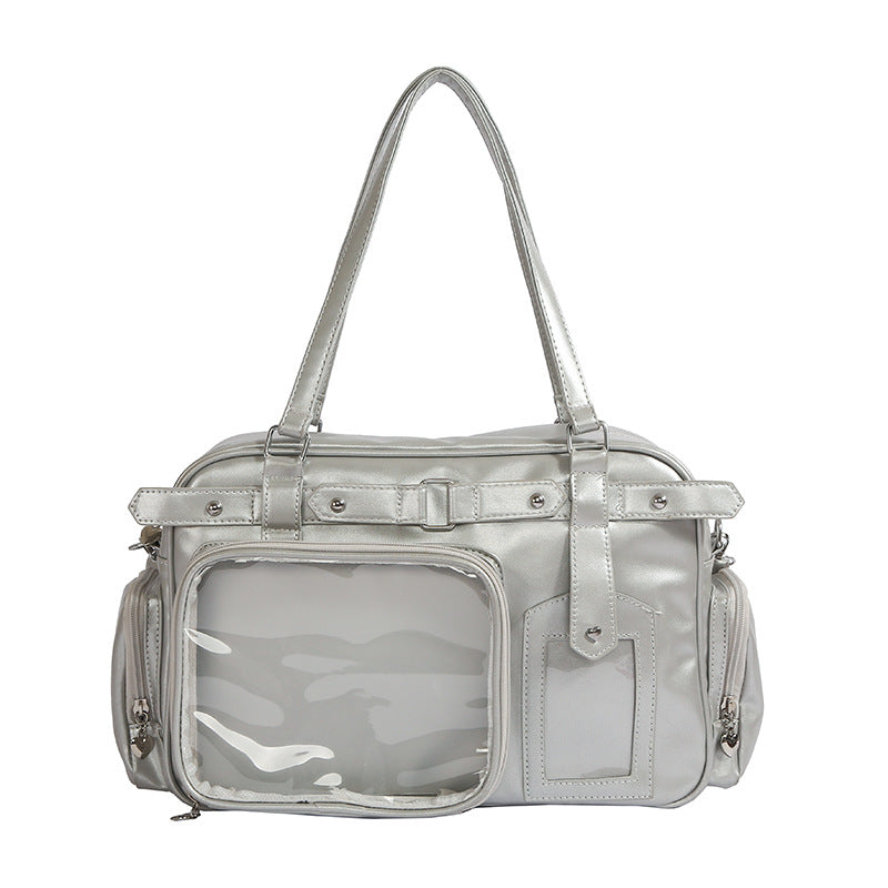 Trendy Cartoon Large Capacity Transparent Two-dimensional Bar Good-looking Women's Handbag