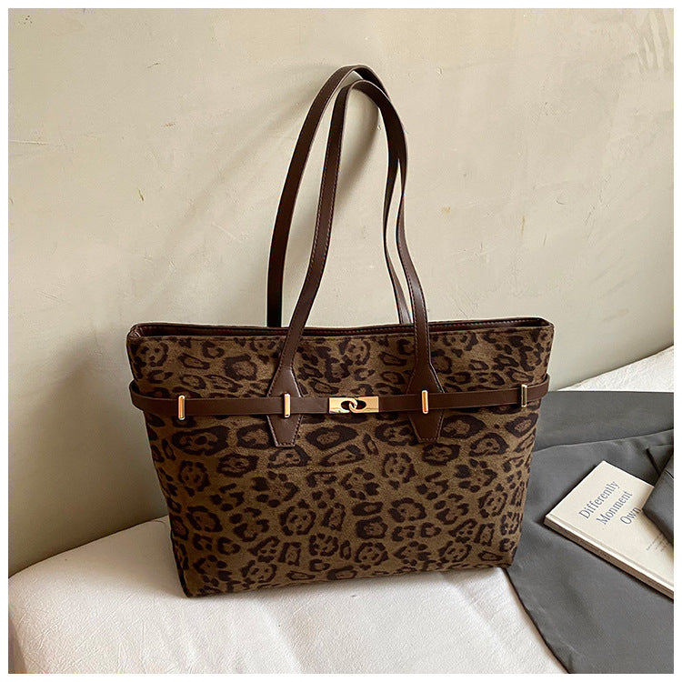 Fashion Retro Commuter Underarm Portable Leopard Print Large Capacity Shoulder Bags