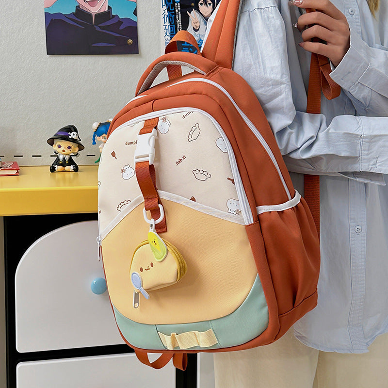 Junior Large Capacity Simple Western Style Leisure Contrast College Student Schoolbag