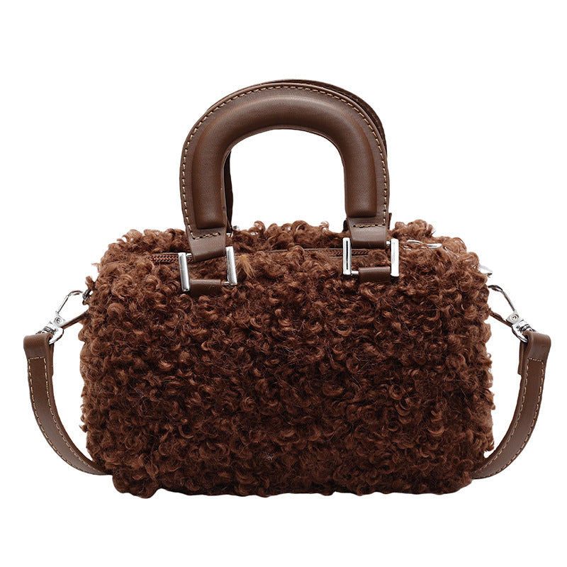 Niche Lamb Plush Female Mori Cute Hand Holding Pillow Women's Shoulder Bag