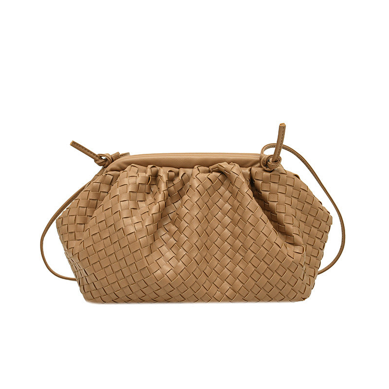 Women's Stylish Textured Woven Spring Personalized Clip Shoulder Bags