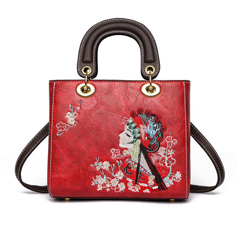 Women's Style Texture Dan Embroidered Leisure Commute Large Tote Bags