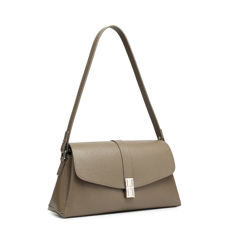 Women's First Layer Vegetable Tanning Leather Retro Fashion Genuine Underarm Small Square Bags