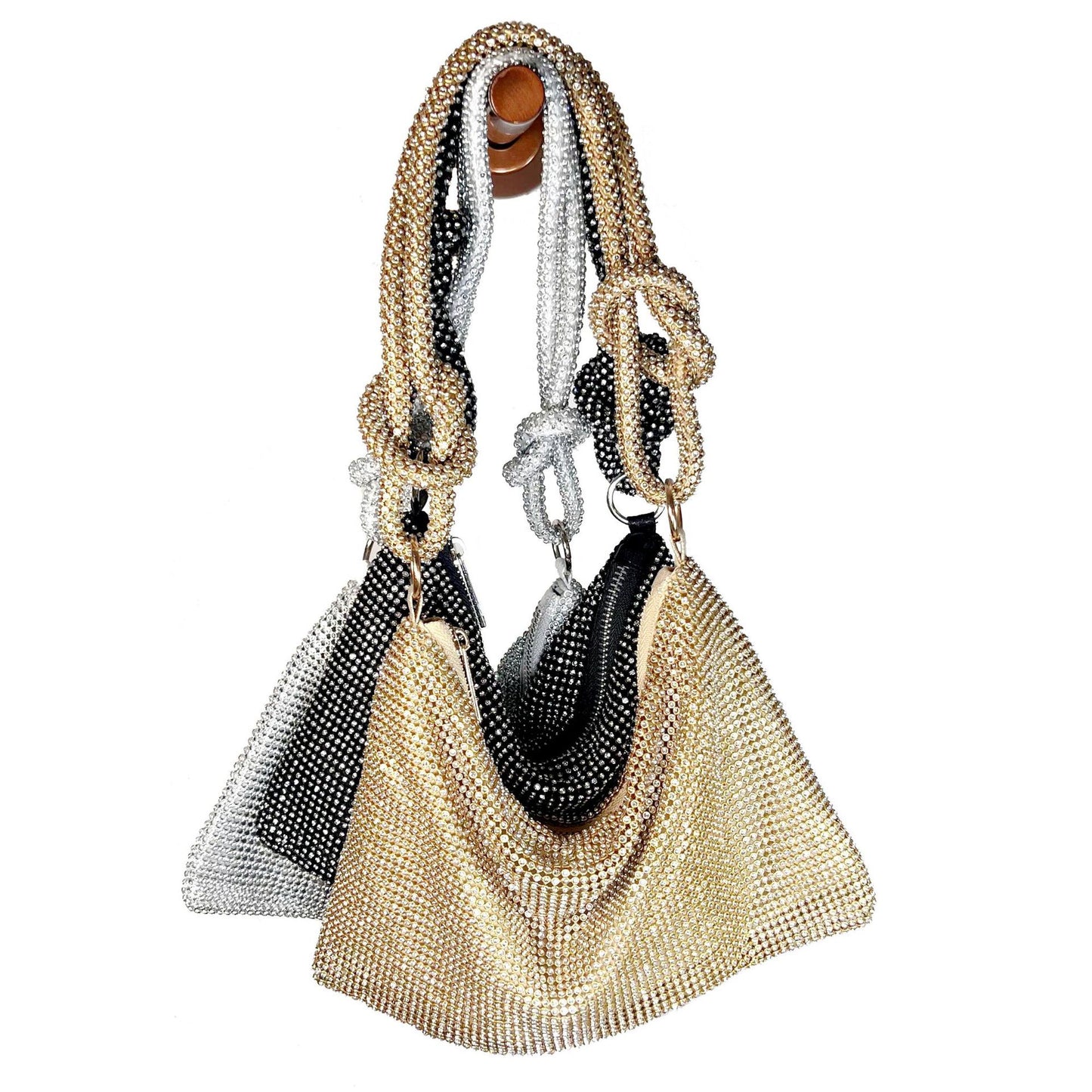 Aluminum Sheet Diamond Full Tide Flash Knotted Rhinestone Handmade Evening Bags