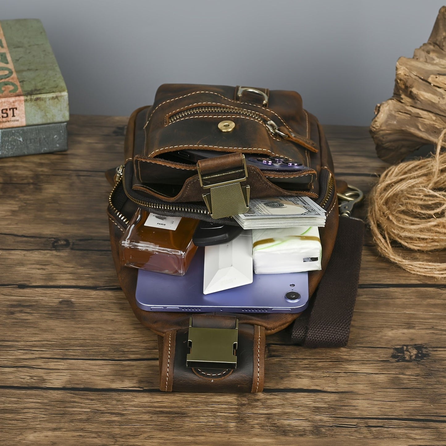 Men's Top Layer Crazy Horse Skin Cowhide Retro Bags