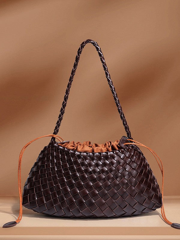 Women's Fashionable Leather Strap Inner Big Woven Women's Shoulder Bag