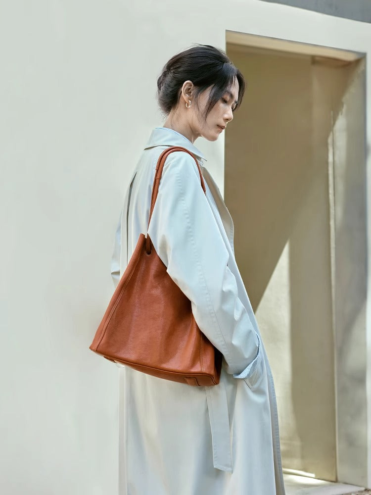 Commuter Large Capacity Genuine Leather Vegetable Women's Shoulder Bag