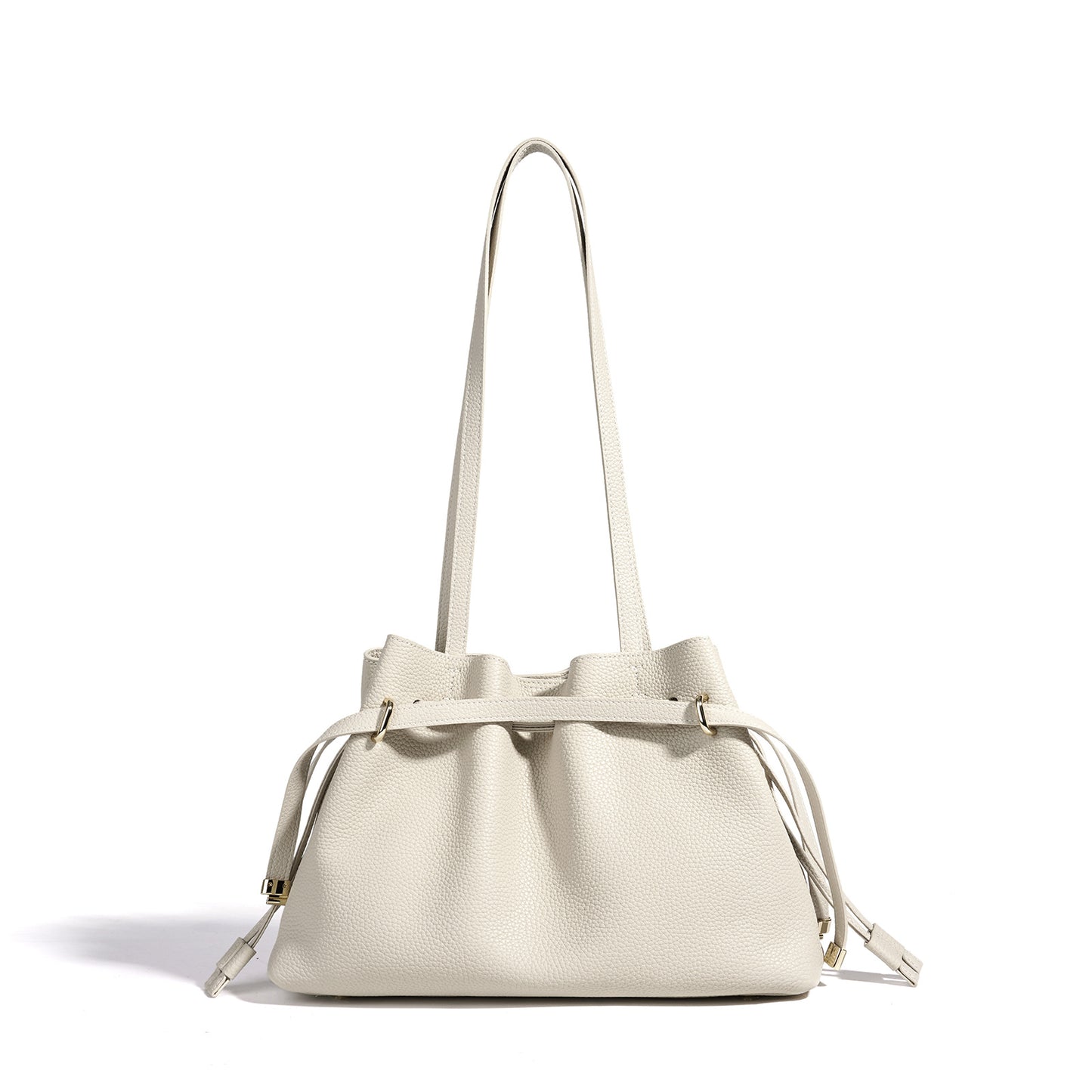 Women's Cowhide Korean Simple Leather Drawstring Lucky Shoulder Bags