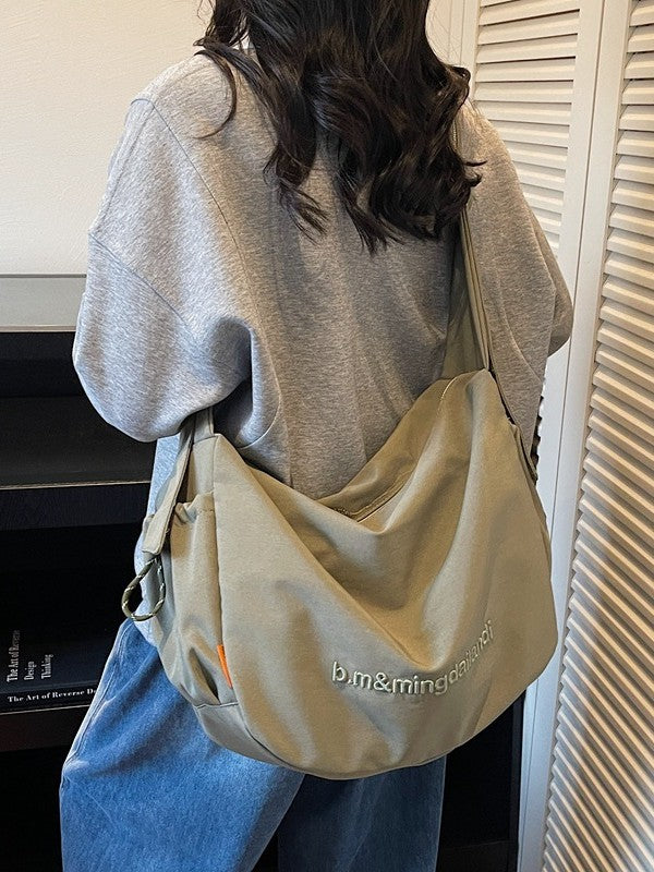 Durable Letter Embroidered Cloth Retro High-grade Women's Shoulder Bag