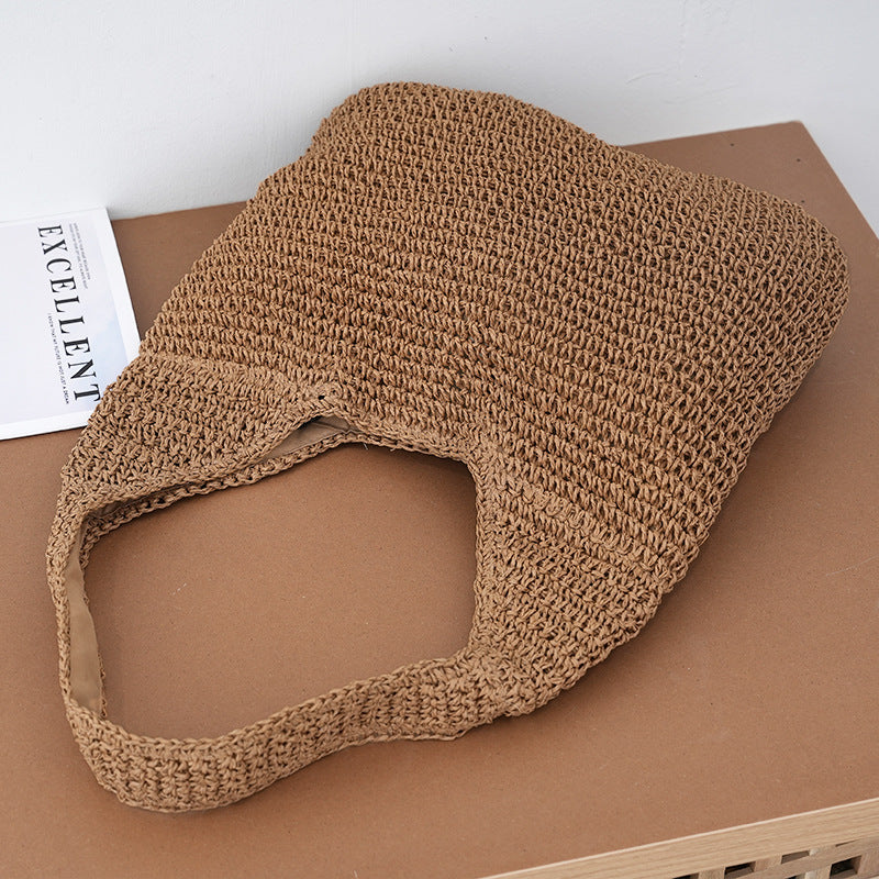 Women's Large Capacity Straw Woven Leisure Beach Vacation Portable Bags