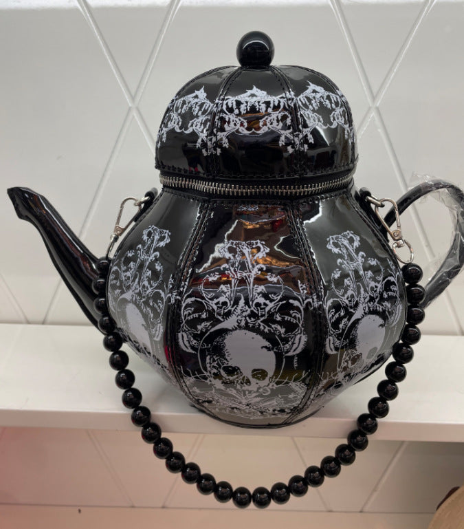 Printed Teapot Creative Personalized Hand Sweet Retro Lolita Pearl Handbags