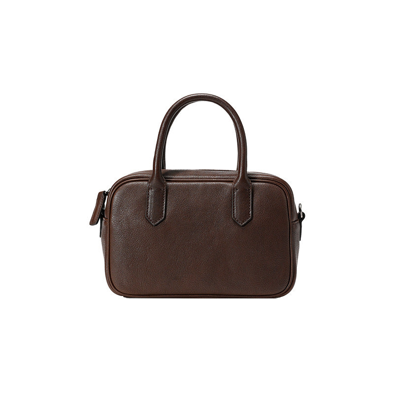 Wide Vegetable Tanning Leather Retro Commuter Bags
