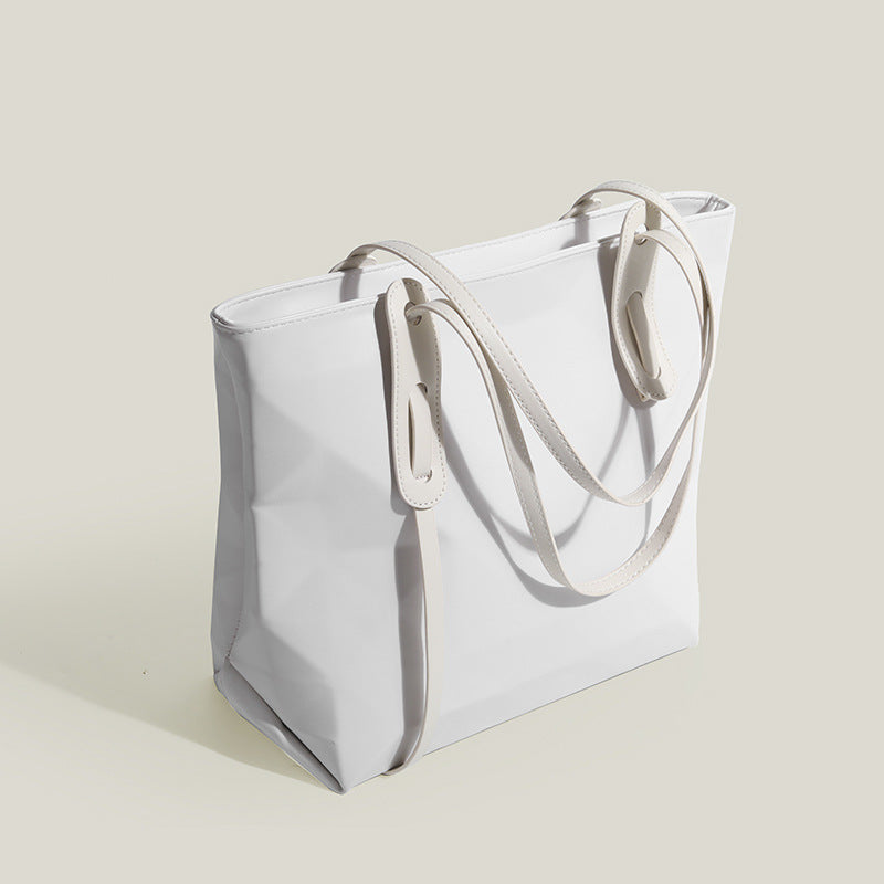 Women's High-grade Rhombic Large Capacity Computer Versatile Fashion White Tote Bag