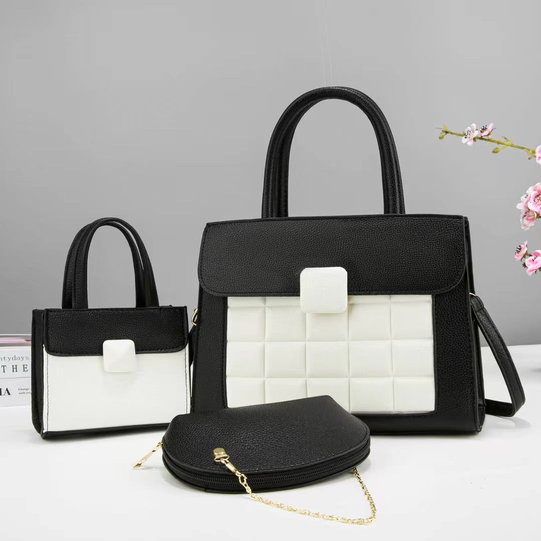 Women's Three-piece Commuter Niche Color Matching Portable Tote Bag