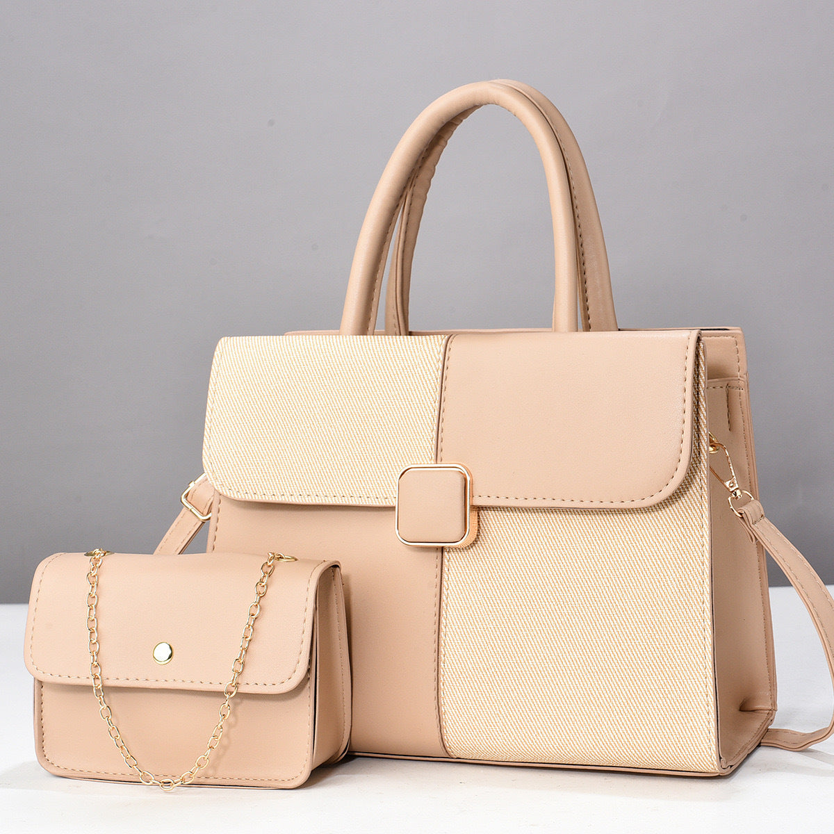 Stitching Shaping Large Capacity Contrast Color Embossed Fashion Bags