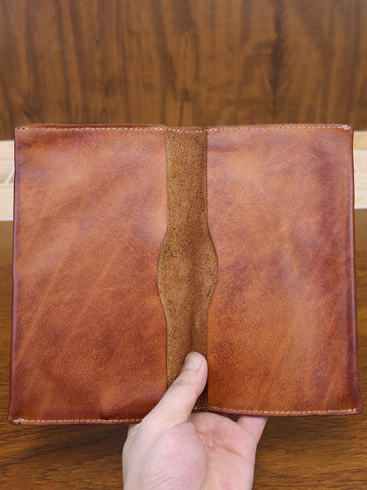 Men's Hand-rub Color Distressed Leather Passport Wrapper Document Business Fashion Men's Wallet