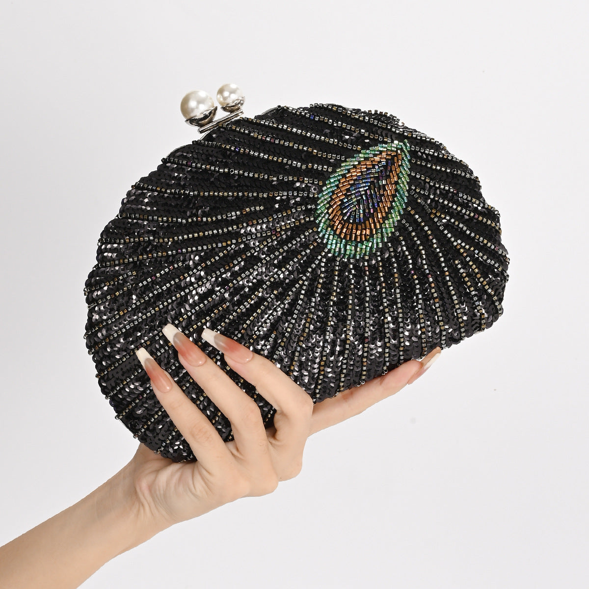 Style Peacock Sequined Embroidery Cheongsam Formal Dress Dinner Bag